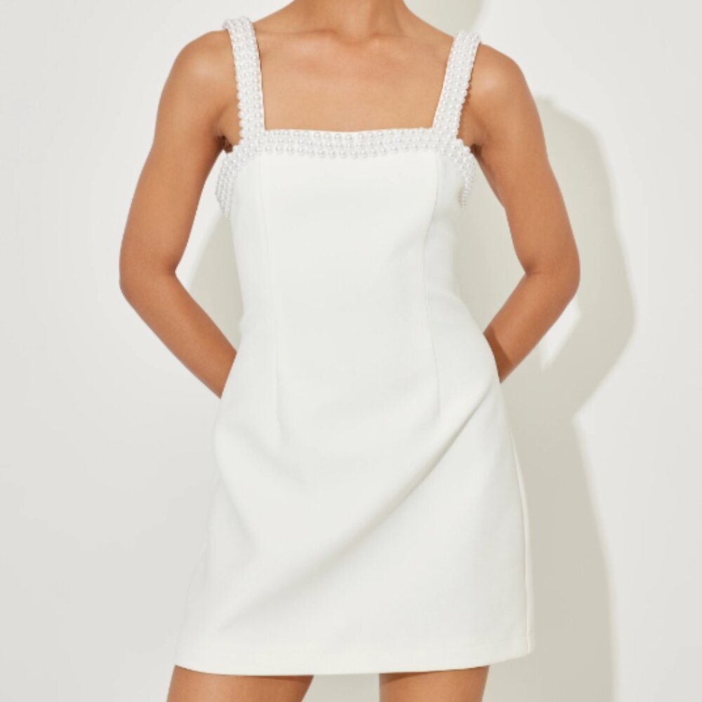 The Ultimate Muse Pearl Trim Mini Dress (XXS)
